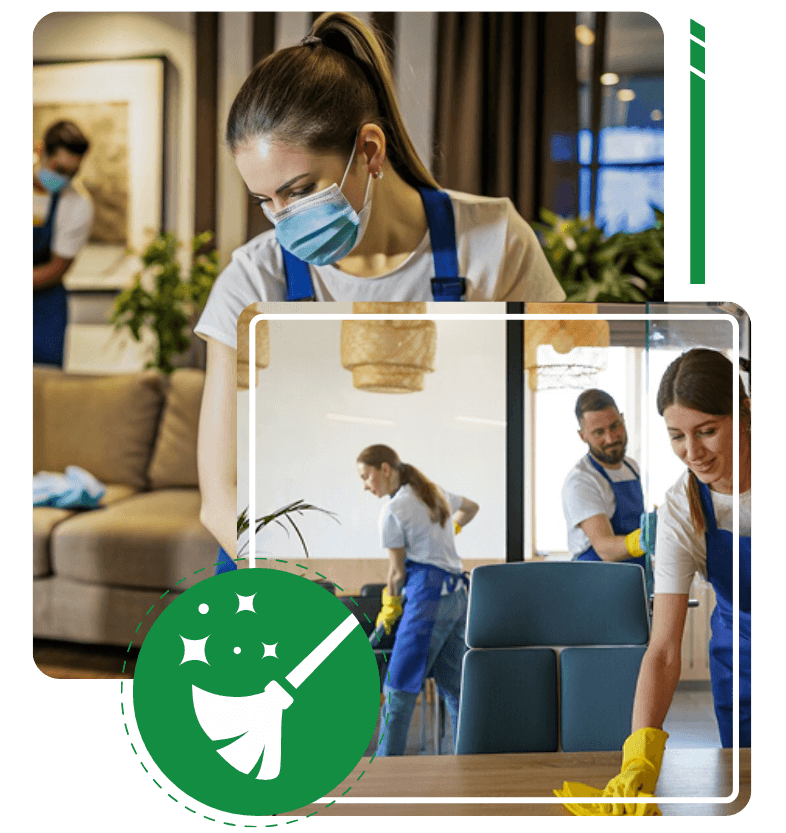 Klinova cleaning team working on a spotless home interior
